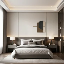 a modern minimalist art deco bedroom