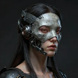 human 3 d by pantokrator, woman head made of mech mask rendered in unreal engine, cyberpunk, dark, scifi, painted by david burliuk | bernard buffet | carne griffiths | stanislaw lem