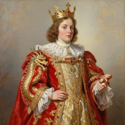the royal king's dragonby greg hildebrant lisa frank fancy rococo baroque regal dragone oil painting high quality award winning clothed in fancy garb