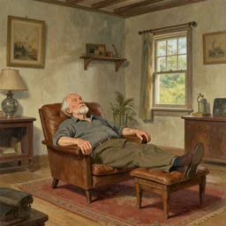 um velho relaxando na sua mansao, artwork by craig mullins