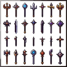 Dark Fantasy Weapons. Pixel Art. 32x32. PixelJoint.