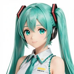 hatsune miku short hair, anime style, hyper detailed, illustration, digital painting, high delicate defined details, anime stylized, highly detailed, realistic, sharp focus