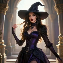 portrait of an absurdly beautiful, graceful, sophisticated, fashionable dark witch, hyperdetailed illustration by irakli nadar and vania zouravliov, day - glow, unreal engine 5 highly rendered, global illumination, radiant light, detailed and intricate environment