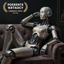 female android relaxing on sofa, dark, elegant, detailed illustration