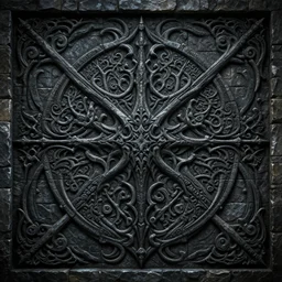 carved stone wall texture art, hyper stylized, eldritch dark evil patterns, moody colors, stone castle wall texture game art
