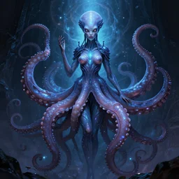 alien goddess with octopus body, arcane fantasy bioluminance alena aenami artworks in 4 k design by lois van baarle by sung choi by john kirby artgerm and greg rutkowski and magali villeneuve