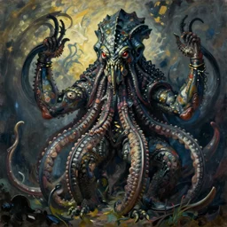 painting of cthulhu in the style of egon schiele