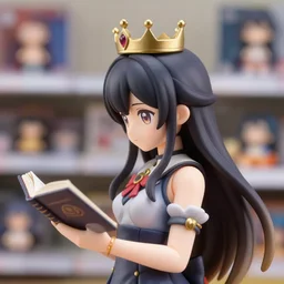 profile portrait of a nendoroid anime girl wearing a crown reading a book, nicoletta ceccoli, mark ryden, lostfish, max fleischer, depth of field, detailed and store environment, 8 k resolution, hyperrealistic, octane render