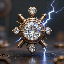 a macro photo of amazing steampunk amulet with diamond jewel and small steam tubes, volumetric lightning, octane render, 4 k, hd, realistic reflections, extremely high detailed, soft lightning, trending on artstation, masterpiece, high resolution