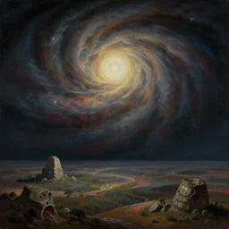Surrealist painting of the universes beginning