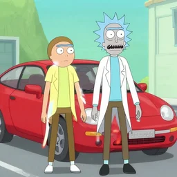 rick and morty in real life, photo shoot red carper