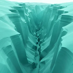 a realistic colorful concept of a canyon with brutalist fractal 3 d teal architecture by eytan zana and ruan jia 4 k, hyperdetailed, sharp focus, global illumination
