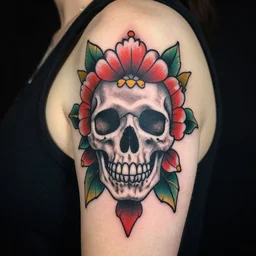 skull flowered tattoo
