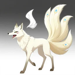 an anime cover for an undead toxic biohazard fox wizard with visibly skeletal jaws, a large albino peacock tail, walking through foggy city under starry skies, spooky, halloween decorations, fireflies, anime, peaceful, grainy, neon green, black, vhs, art by yuji ikehata