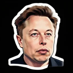a head of elon musk, sticker illustration