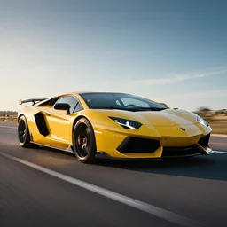 super realistic supercar lamborghini on a road, 4k, 8k, hdr, full hd, high quality textures, high quality shadows, high quality lightning, intense world lightning, HDR, global illumination, post processed, hyperrealistic, photorealistic, photo realistic, realistic, detailed sky