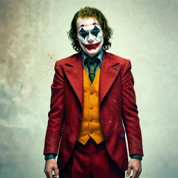 walter white wearing the joker suit, splatter paint