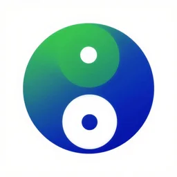 A green and blue yin-yang logo