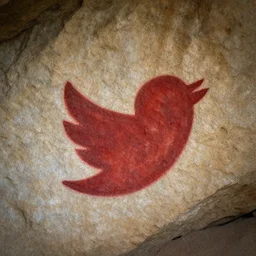 cave painting of the Twitter logo, rustic, dslr photo