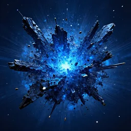 blue explosion of obsidian scraps, behance hd artstation, 4 k cinematic