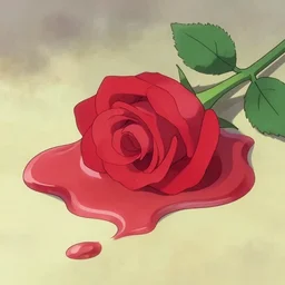 animation of a rose melting into a puddle, detailed