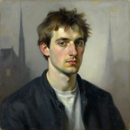 attractive male, painting by zdzislaw beksinski