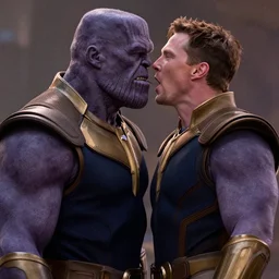 benedict cumberbatch as thanos, marvel cinematic universe, making out, photo