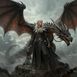 a woman taming dragons fantasy art, game of thrones style, 4 k, art by greg rutkowski,