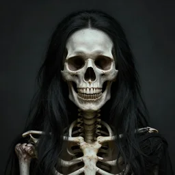 a portrait of a skeleton, Anna Dittmann, dark, gothic, highly detailed, masterpiece, sharp, digital art, surreal, featured on artstation, HD, 8K
