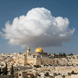 clouds shaped like the second temple in jerusalem, awe inspiring, masterpiece surrealism