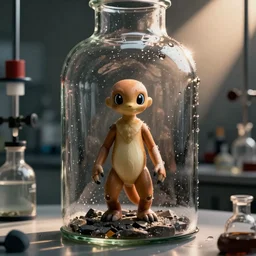 wet plate photography, mewtwo in glass vat, laboratory