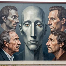 mural of dmt entity encounter, charles abel corwin, frank lloyd wright, don ivan punchatz, highly detailed, hyper realism, sharp focus, detailed faces