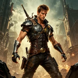 steampunk action adventure movie poster by drew struzan,