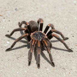 a realistic photo of a wolf spider on the beach