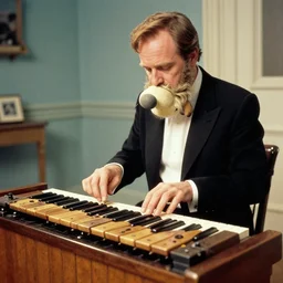 bill hicks playing the xylophone in the style of wallace and gromit