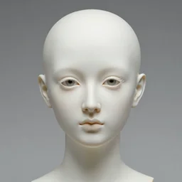 full head and shoulders, beautiful porcelain female person, smooth, delicate facial features, lots of realistic, detailed eyeballs all over the face, white lashes, by daniel arsham and james jean
