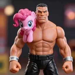 pinky pie turned into mike tyson my little pony, neca!!! pretty! beautiful! mike tyson muscular boxer black pants very detailed realistic action figure by neca close up mid body in the style of neca, character by neca, film still, bokehs