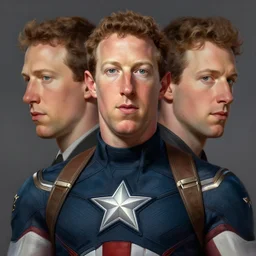symmetry portrait of mark zuckerberg as captain america, elegant, highly detailed, digital painting, artstation, concept art, smooth, sharp focus, illustration, art by artgerm and greg rutkowski and alphonse mucha h - 7 6 8