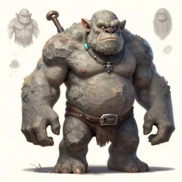 kind huge rock troll, character sheet, concept design