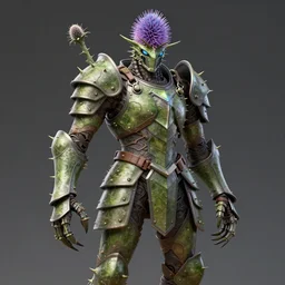 A humanoid thistle armour monster, highly detailed, digital art, sharp focus, trending on art station, plant, anime art style