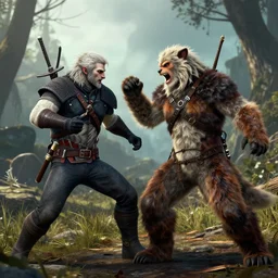 gerald of rivia fighting furries from witcher 3 ( 2 0 1 5 videogame )