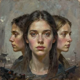 a face portrait of a maia sandu, scifi setting, fallout environment, drab colors, serene lighting, atmospheric, cinematic, moody, in the style of diego koi, gina heyer, luiz escanuela, art by alyssa monk, hyperrealism, rule of thirds, golden ratio, oil on canvas, 8 k
