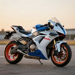 photo of a concept sport maxi scooter, brembo, polini, cool paintjob, tuning award, racing appearance, high powered engine, racing exhaust, golden hour, colorful rims, 8 5 mm, f / 1. 3