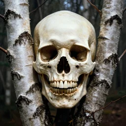 portrait of death in a birch tree forest, by trent parke, overexposed, heavy grain