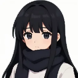 Pixel Art Of A Anime Girl, HD, Black Hair, Scar
