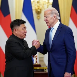 photograph of joe biden high fiving kim jong - un