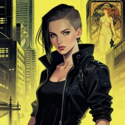 cyberpunk woman in a metropolis, high detail, crisp shading, in the style of greg rutkowski alphonse mucha andree wallin, portrait