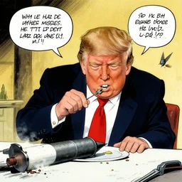 donald trump eating nuclear missiles, by chris ware