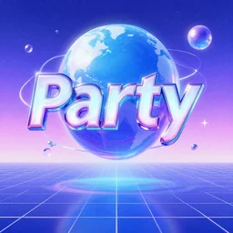 retro future poster virtual world party