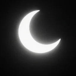 black and white photo of a glowing white silhouette with a crescent shaped head, 1 9 6 0 s, unsettling, cursed